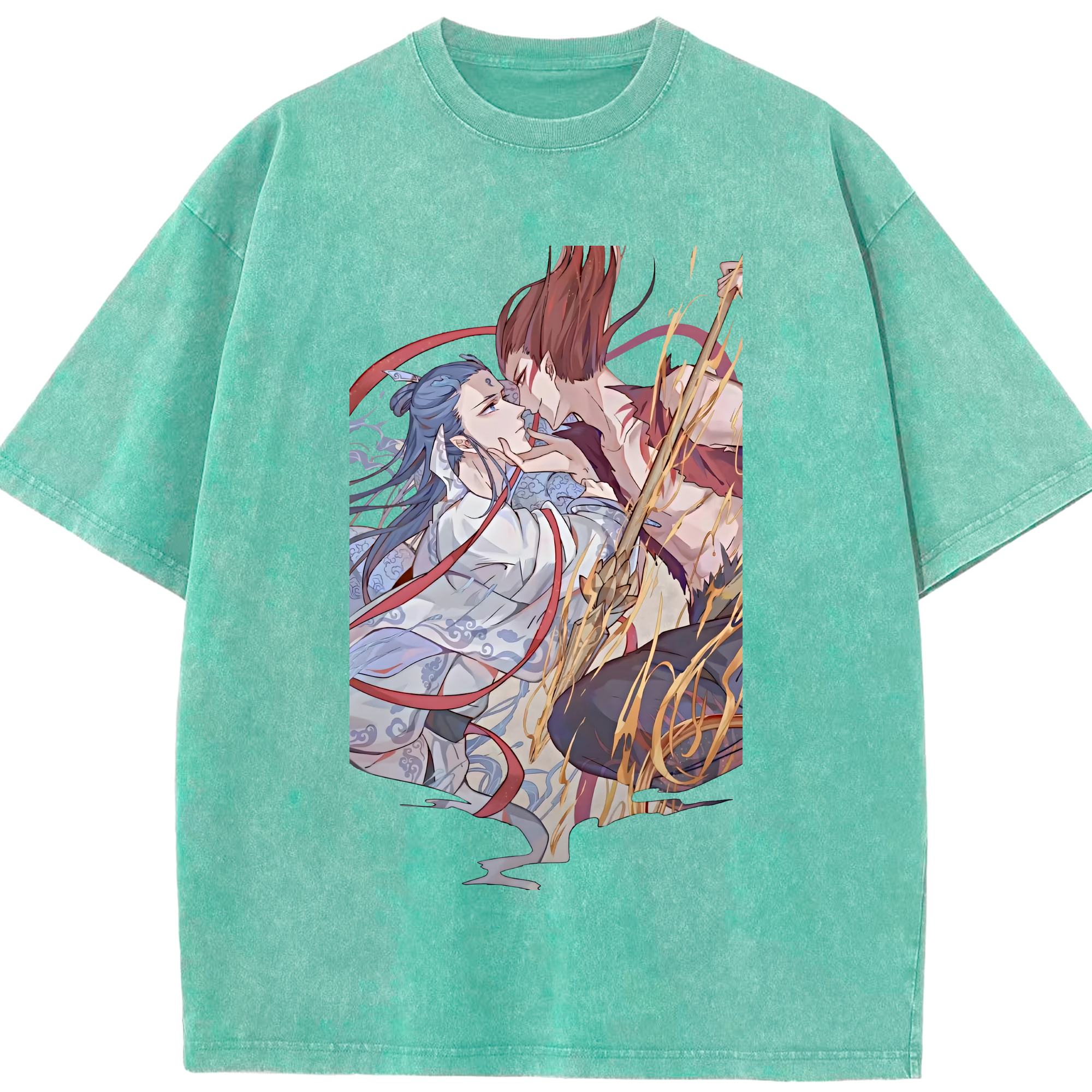 （画像用） Ne Zha 2 ナタ 魔童の大暴れ 綿100% ヴィンテージ風 半袖Tシャツ（フロントプリント）